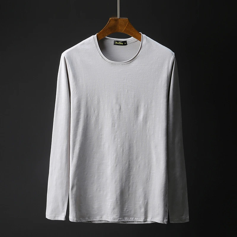 O neck long sleeve Мужское боди майка мужская белая нижнее белье бамбуковый клубок хлопка Мужская спортивная майка V-образный вырез - Цвет: O neck long sleeve