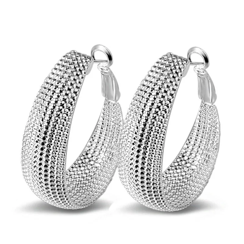 

1 Pair Women's Classic Simple Mesh Weaving Surface Oval Ear Clip Earrings Fashion Jewelry E0494