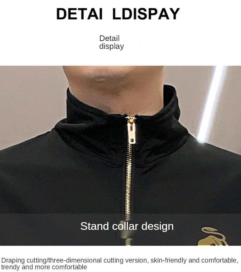 

Spring 2021 New Sports Casual Top Men's Semi-zip Collar Jacket Big Taurus Handsome Suit Sweatshirts Tracksuit Men Tracksuit
