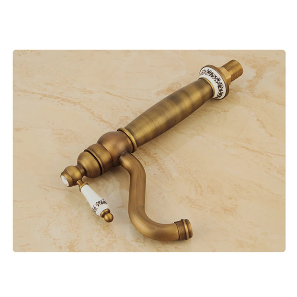 

Antique Bronze Brass Gold Hot And Cold Water Kitchen Sink Rotary Basin Handle Lever Mixer Tap
