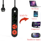 Многопортовая зарядная розетка с 3 USB-портами, 3 штекера, Кабель 1,8 м, универсальные розетки, подходит для ЕС вилка для электрической розетки