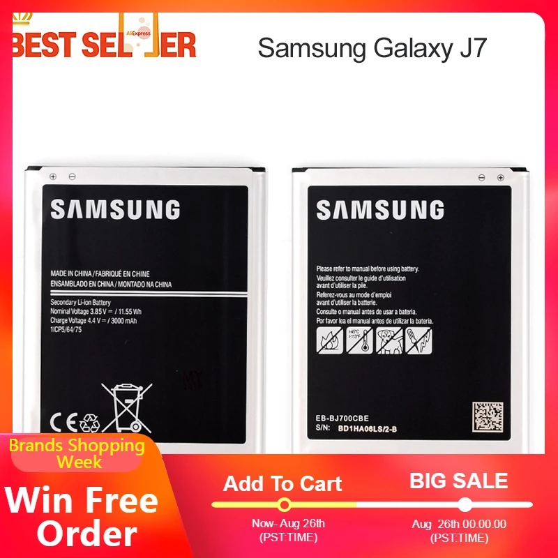 Замена телефон Батарея EB BJ700CBE для samsung GALAXY J7 2015 J7008 J700F J7009 J7000 SM J700f NFC|battery for samsung|battery
