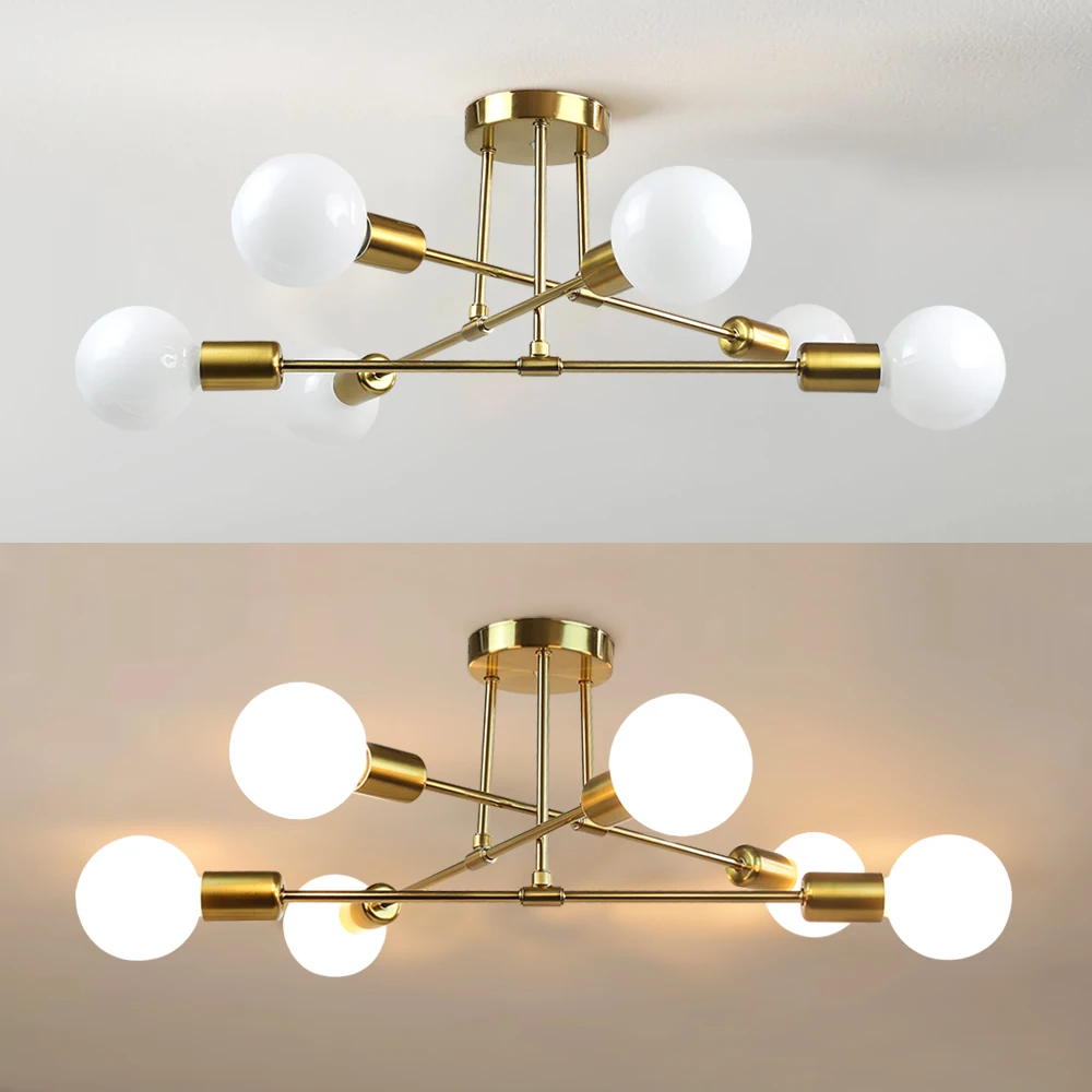 $23.76 Modern LED Ceiling Lights Industrial Iron Black/Golden Nordic Minimalist Home Decoration Living Room Dining Room Ceiling Lamps