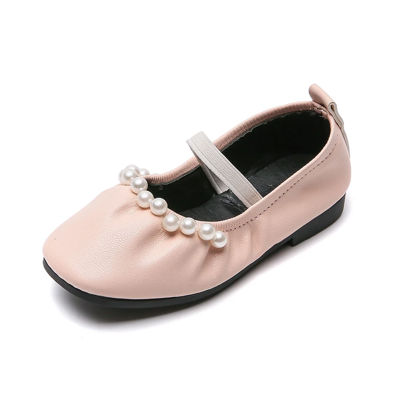 

New Autumn 2021 Girls Flats Pearl Princess Shoes Square Toe Casual Kids Flat Shoes for Girls