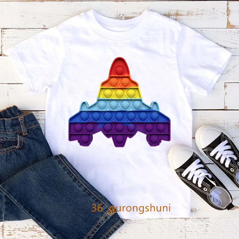 

Funny Colorful Rainbow Fighter Tshirt Fidget Toys T Shirt Push Bubble Shirt поп ит Pop It T-Shrit Harajuku Boy Girl T Shirt Tops