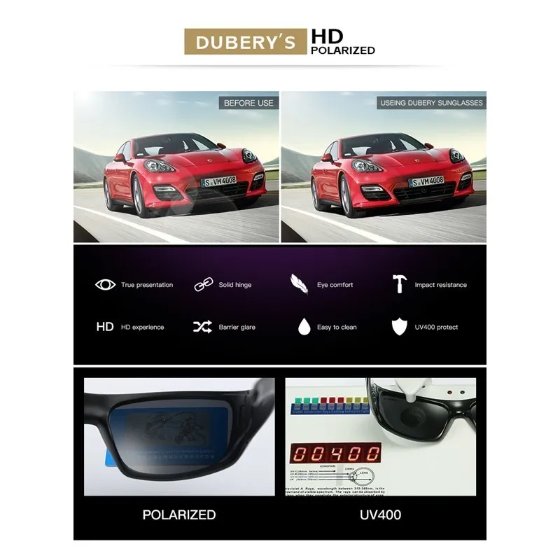 DUBERY поляризованные солнцезащитные очки для мужчин и женщин новая мода Винтажные