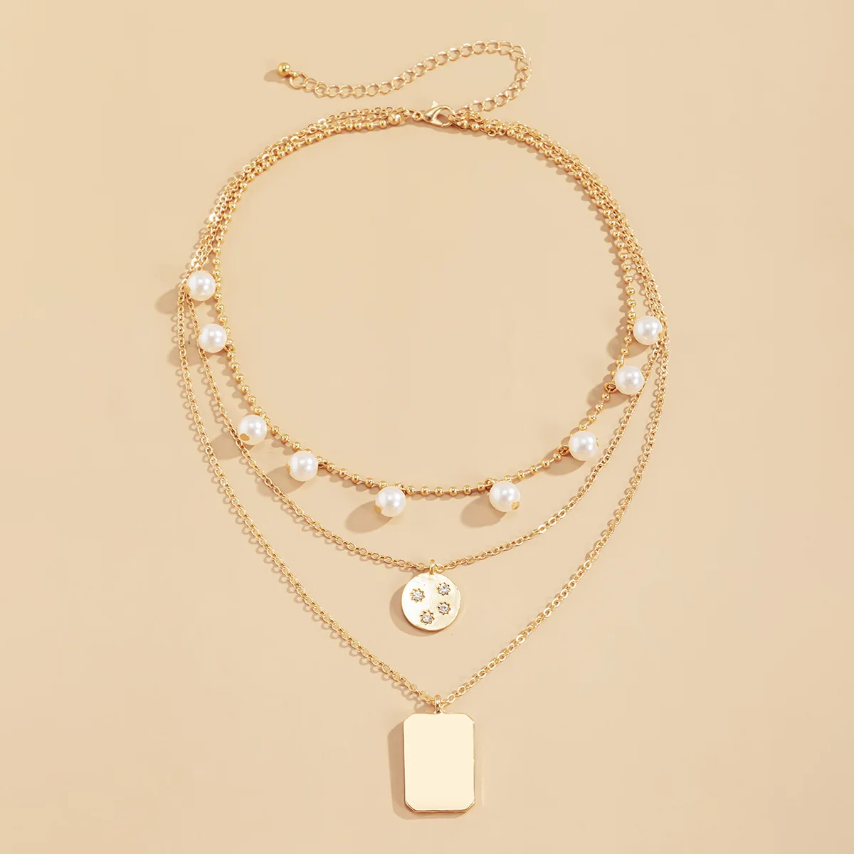 Новое Ретро креативное геометрическое ожерелье с имитацией жемчуга панк микро