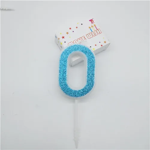 blue 0 Свечи для торта «Happy Birtday» с цифрами 0, 1, 2, 3, 4, 5, 6, 7, 8, 9 синих цветов, свечи для маленьких девочек и мальчиков на день рождения, декоративные принадлежности - Цвет: blue 0