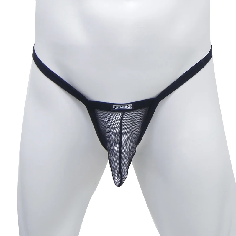 

Sexy Underwear Men Mesh G String Jockstrap Thong Solid Underwear T Back Underpants Transparent Breathable Mankini Briefs