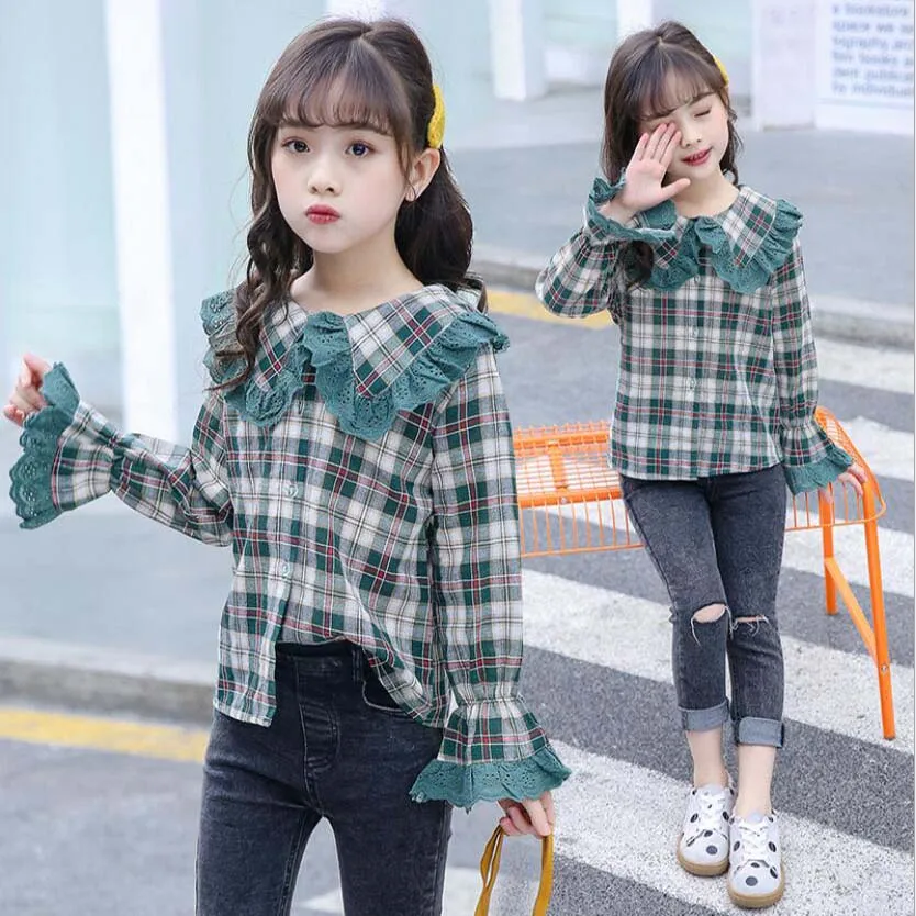 Топы для девочек с длинными рукавами рубашка теплая хлопковая куртка детей на