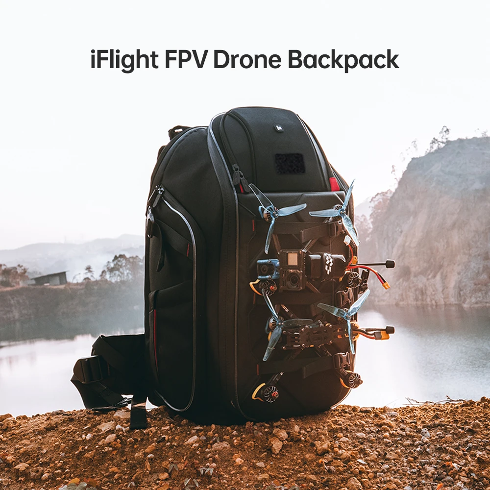 IFlight-mochila para Dron FPV, 530x340x260mm, 33 litros de volumen, compartimentos ajustables, tiras de luz RGB ntegradas para Dron RC FPV-0
