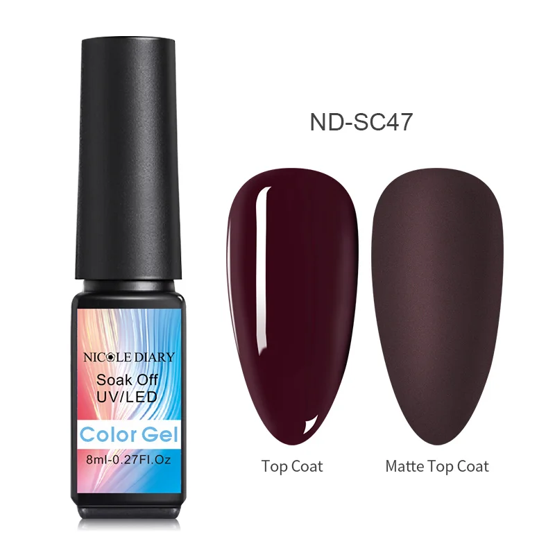 ND-SC47 NICOLE DIARY, розовое золото, гель для ногтей, блестящий Светодиодный УФ-гель, для маникюра, блестки, отмачиваемый Гель-лак для ногтей, Полупостоянный Гель-лак - Цвет: ND-SC47