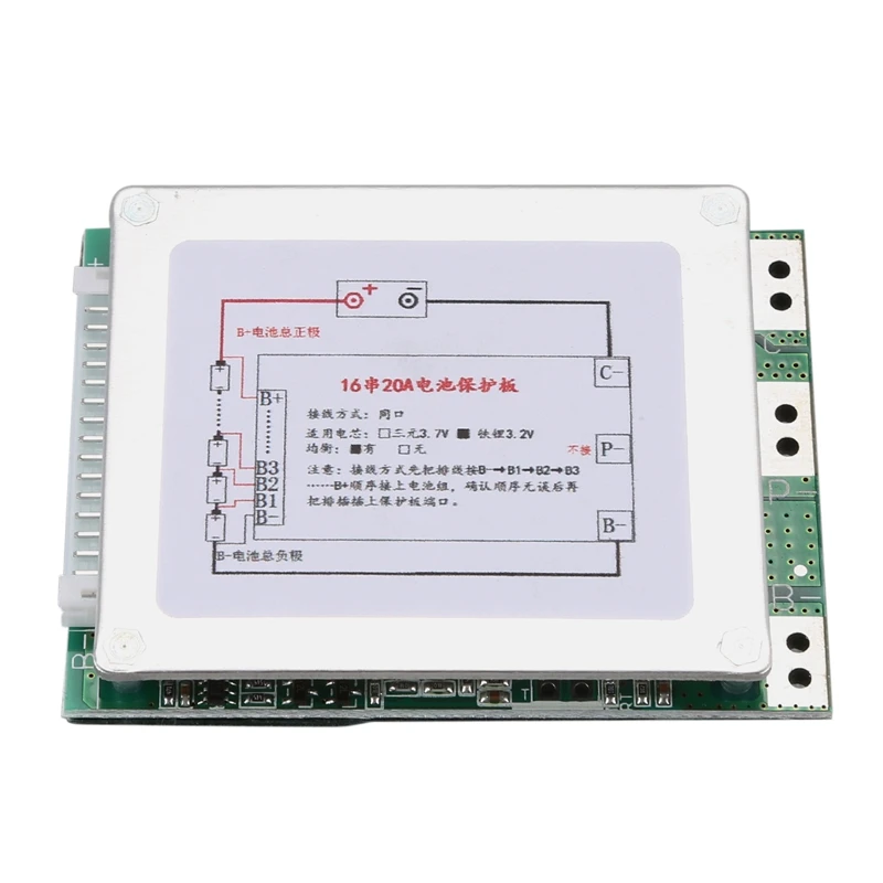 16S 48V 20A 18650 LiFePo4 плата защиты батареи BMS PCB с балансом для электровелосипеда