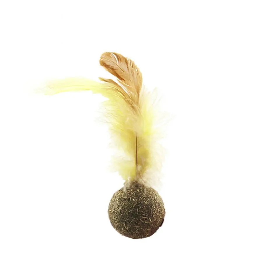 Cat Toy Soft Feather Natural Catnip Ball Toy Menthol Flavor Kitten Treat Cats Playing Chasing Cleaning Teeth Toy Pet Supplies
