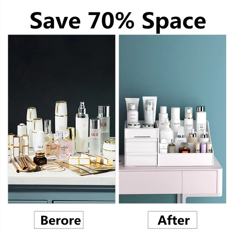 Large Capacity Cosmetic Storage Box Drawer Makeup Organizer Dressing Table SkinCare Rack House Container Desk | Дом и сад