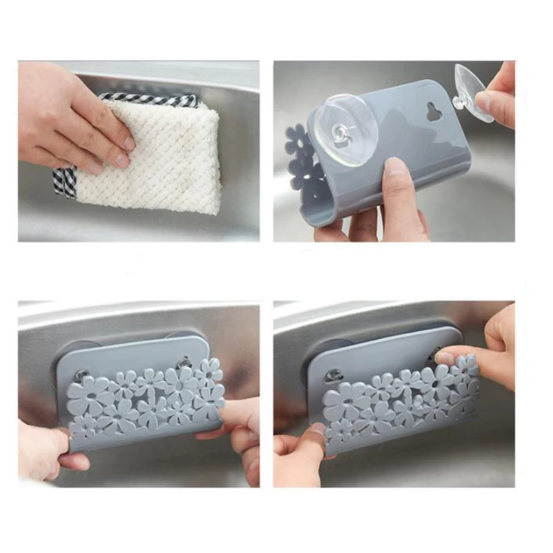 

Kitchen Stainless Steel Sponges Holder Drain Drying Rack Self Adhesive Sink Shelf Kitchen Accessories Storage Organizer Gadgets