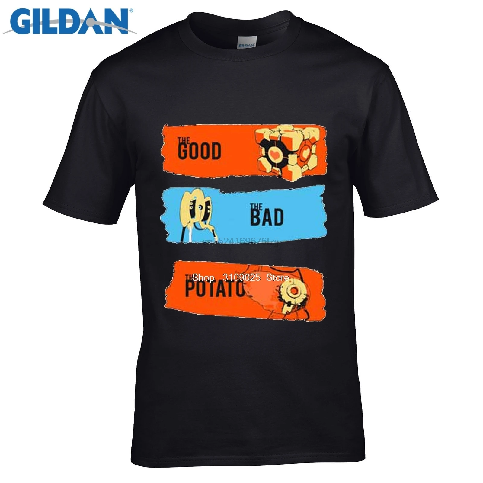 

T SHIRT Men Game Portal 2 T-shirt men Short Sleeve Letter Striped Tees Clothes