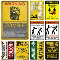 yellow zombie sign plaque metal vintage pub warning tin sign wall decor for bar pub club man cave tin plates vintage metal signs