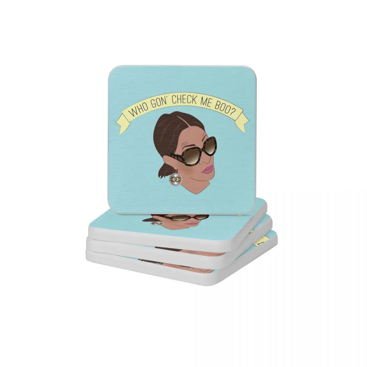 

Who Gon' Check Me Boo Diatomite Square Round Coaster Non Slip Cup Bonsai Mat Soap Toothbrush Pad Wholesale Diameter 10cm