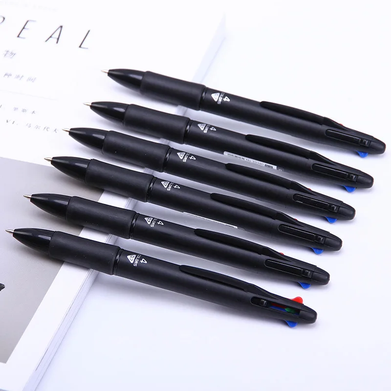 

4pcs/lot 4 In 1 Ballpoint Pen 0.7mm Red Blue Green Black Ink Pen for Student School Stationery Office Writing Supplies