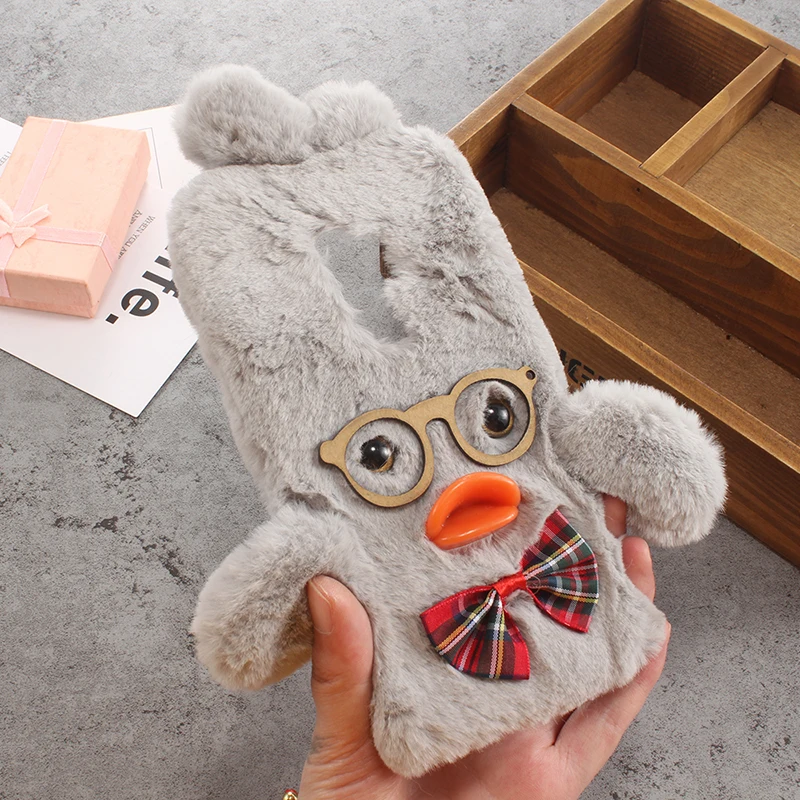 Пушистая самодельная элегантная Милая Утка 3D Винер подарок кожа искусственная