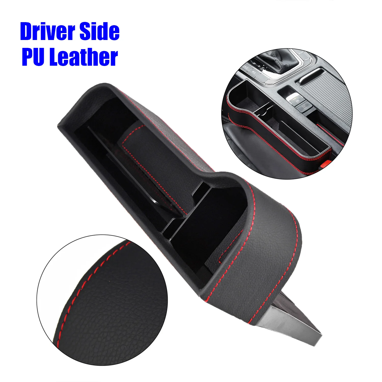 

Catch Car Storage Box Slit Holder Pocket PU Leather Organizer Catcher Seat Universal 1 Pcs