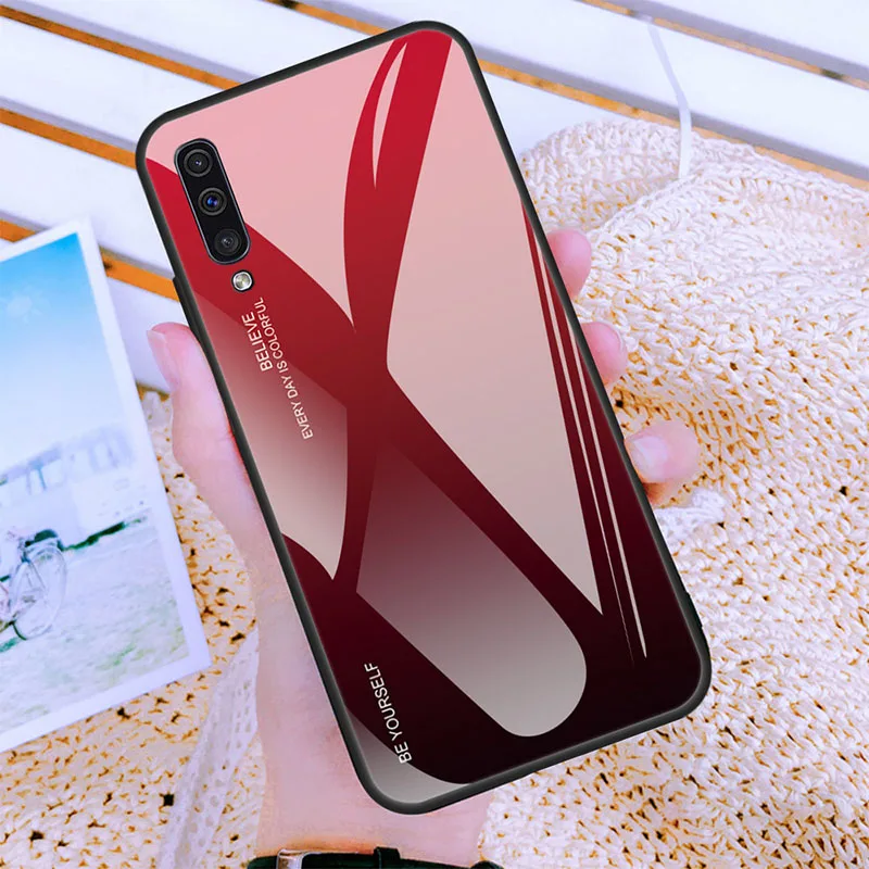 05 Витражи чехол для samsung A50 A60 A70 A40 A30 A20 A10 градиент закаленное Стекло чехол для Galaxy A7 J4 J6 плюс A5 A6 A8 J8 - Цвет: 05