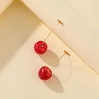 Новые модные красные вишневые золотые серьги-капли, милые длинные серьги с фруктами и кристаллами для женщин, женские подарочные украшения, Висячие аксессуары с кисточками