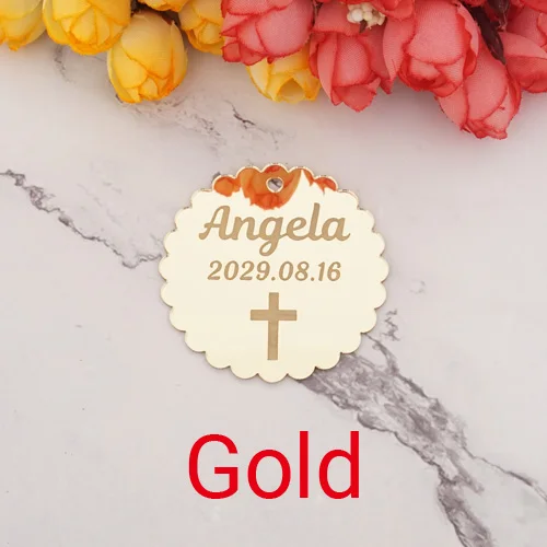 Персонализированные идеи Babyshower декоративные бирки акриловые зеркальные Свадебные сувениры маленькие 5 см 8 см круглые Пригласительные открытки вечерние подарки для гостей - Цвет: gold-30pcs-Style B