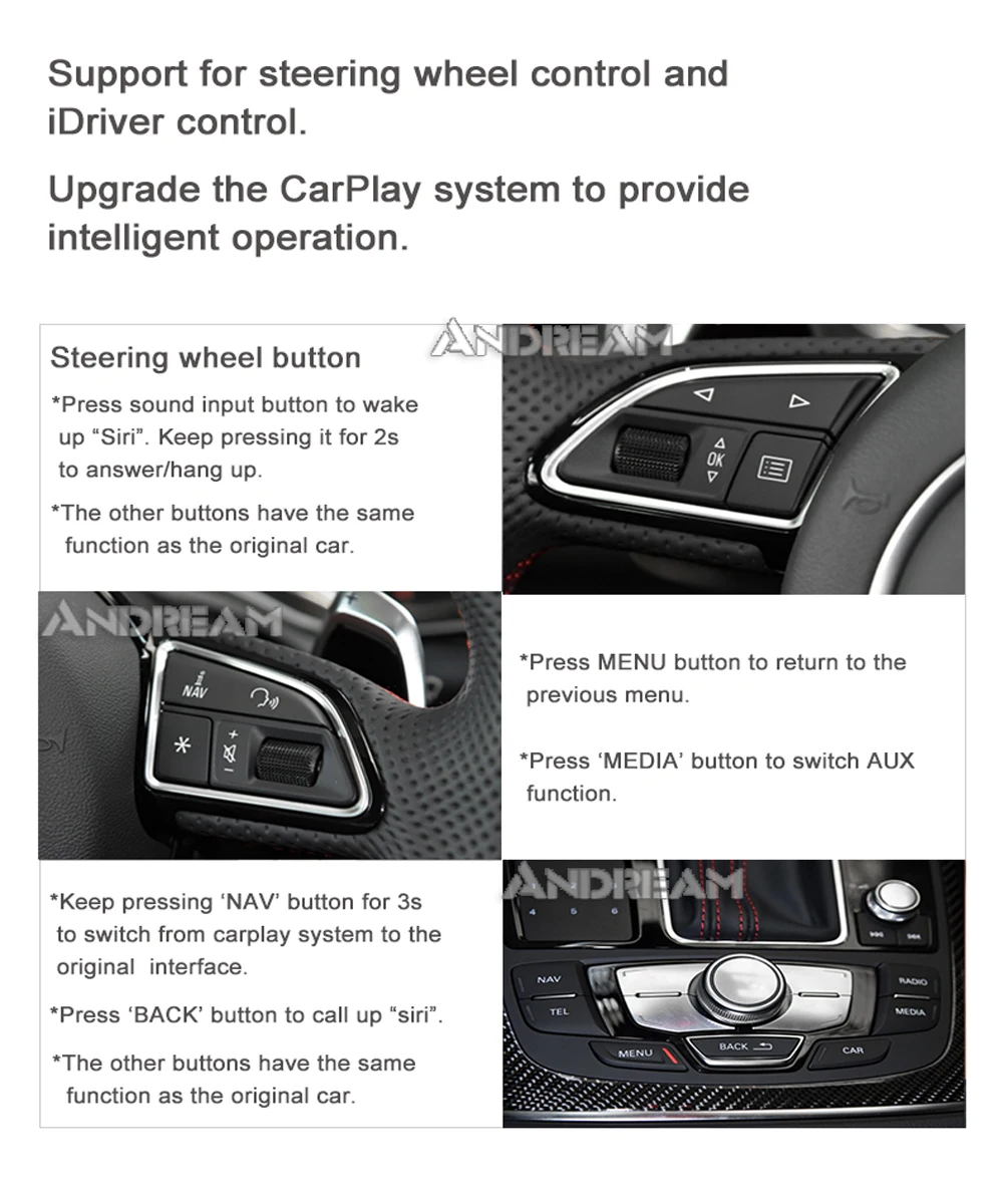Беспроводной Apple Carplay Android авто интерфейс коробка для AUDI Q5 экран обновление