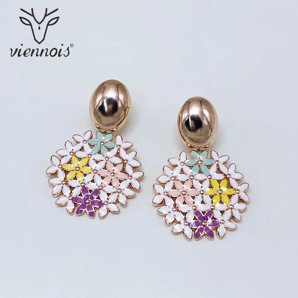 Viennois новые эмалированные серьги подвески для женщин в эксклюзивном цветочном