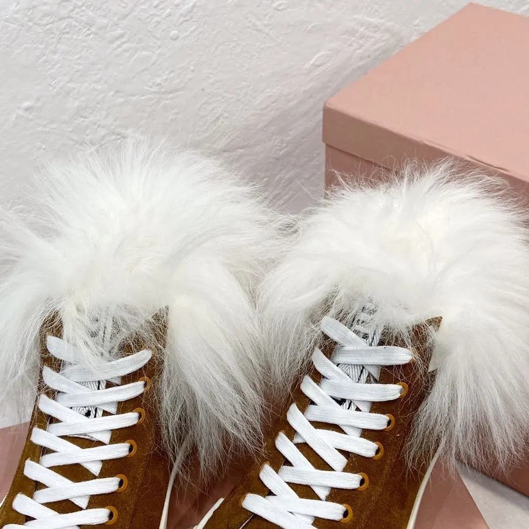 

2020 Winter Fashion Casual Warm Sheakers High-top Lace Up Fur Inside Flat Chunky Shoes Designer Shoes Women Sapatos De Mujer