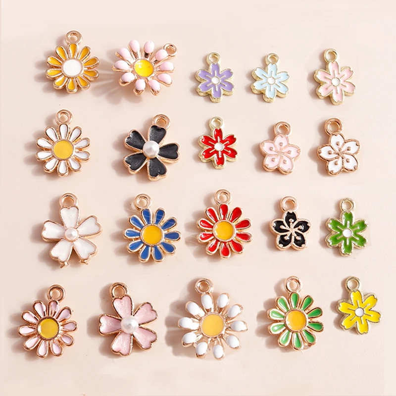 10 шт. милые эмалевые подвески с цветами маргариток Сакару для ожерелья браслета