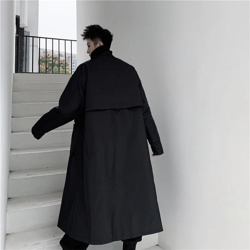 Мужская Панк Готическая мода Повседневная Свободная ветровка длинная куртка