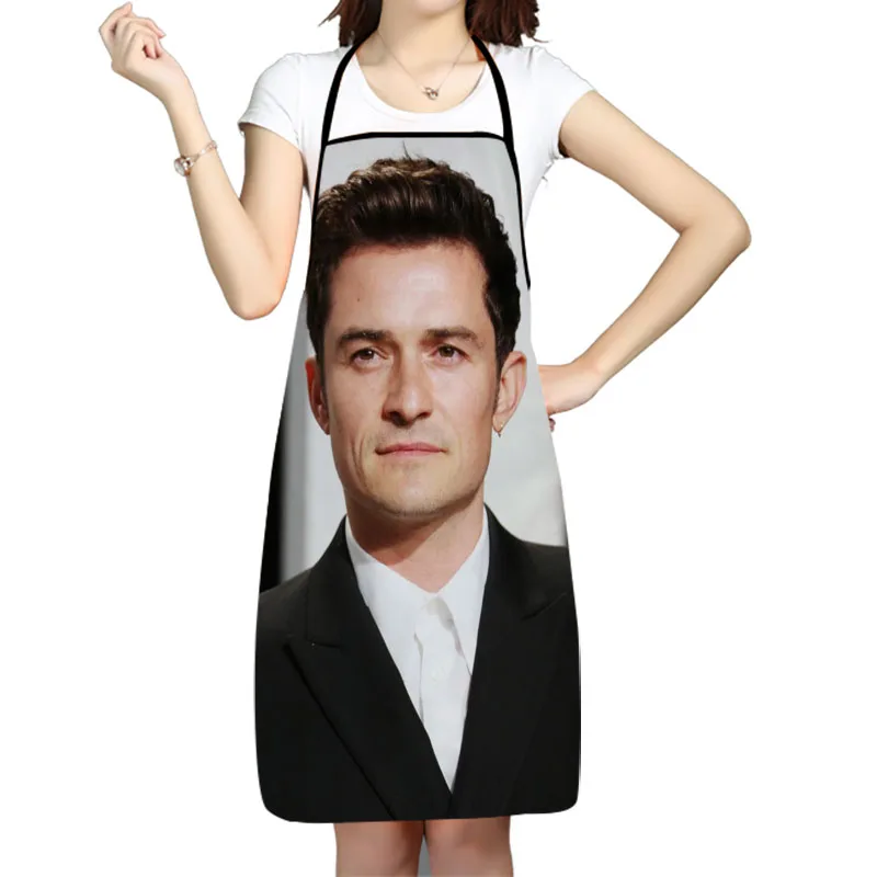 

Kitchen Apron Orlando Bloom Printed Sleeveless Oxford Fabric Aprons for Men Women Home Cleaning Tools Creative Gifts