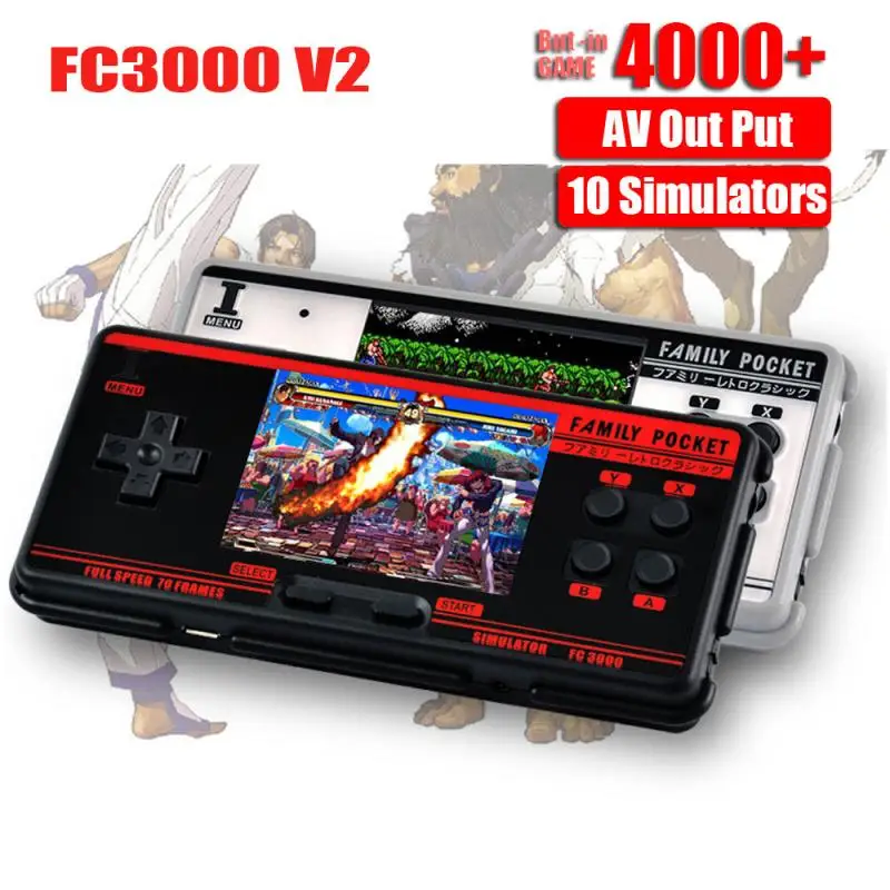 

FC3000 V2 Retro Handheld Video Game Console Built-in 4000+ Classic Games Portable Console Support 10 Formats Game AV Out Put