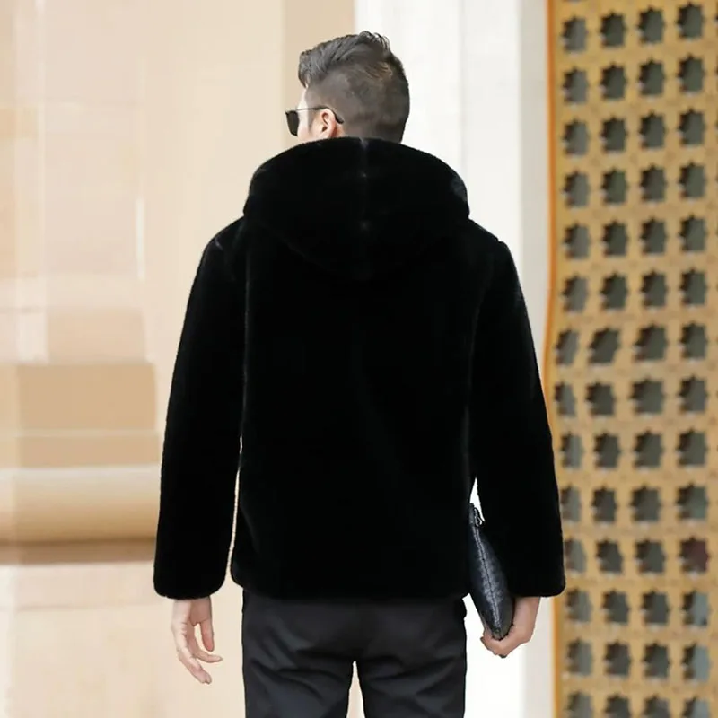 Мужская зимняя куртка из искусственного меха норки мужская приталенная модная