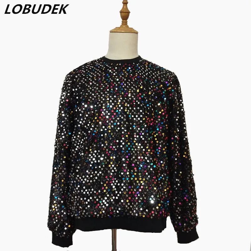 Мужской разноцветный костюм для бара и ночного клуба свободная футболка с