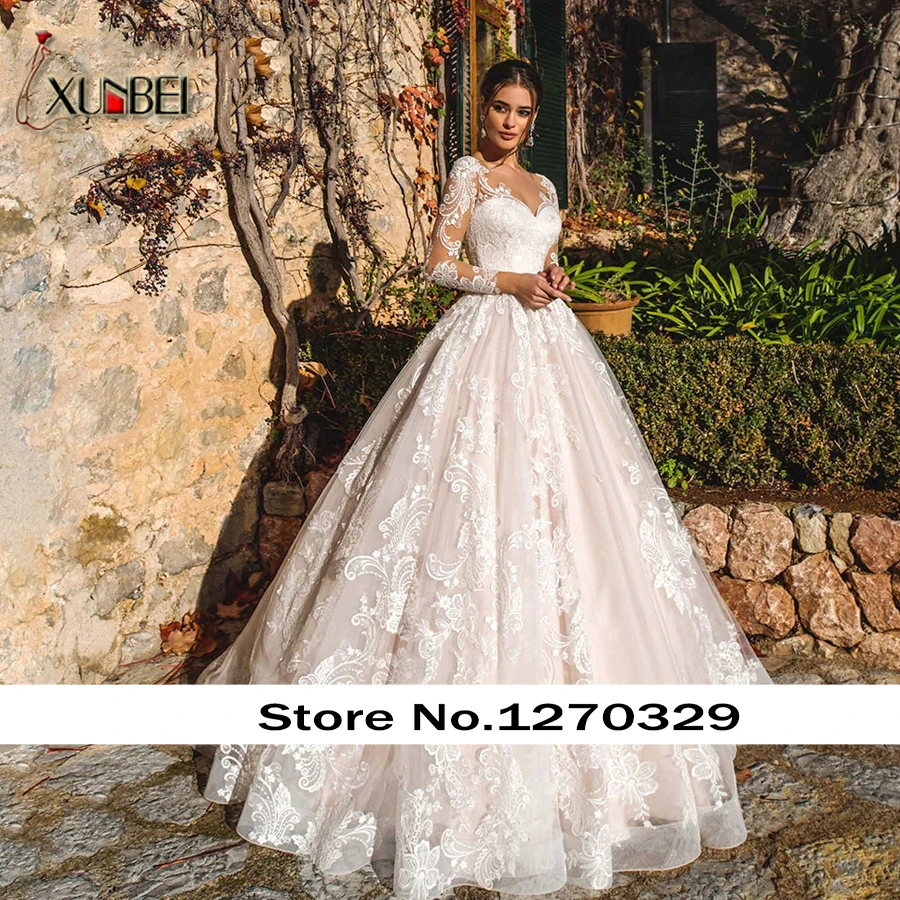 

Vestidos De Novia/Свадебные платья с длинными рукавами; Vestido De Noiva; Романтические свадебные платья принцессы с аппликацией на пуговицах