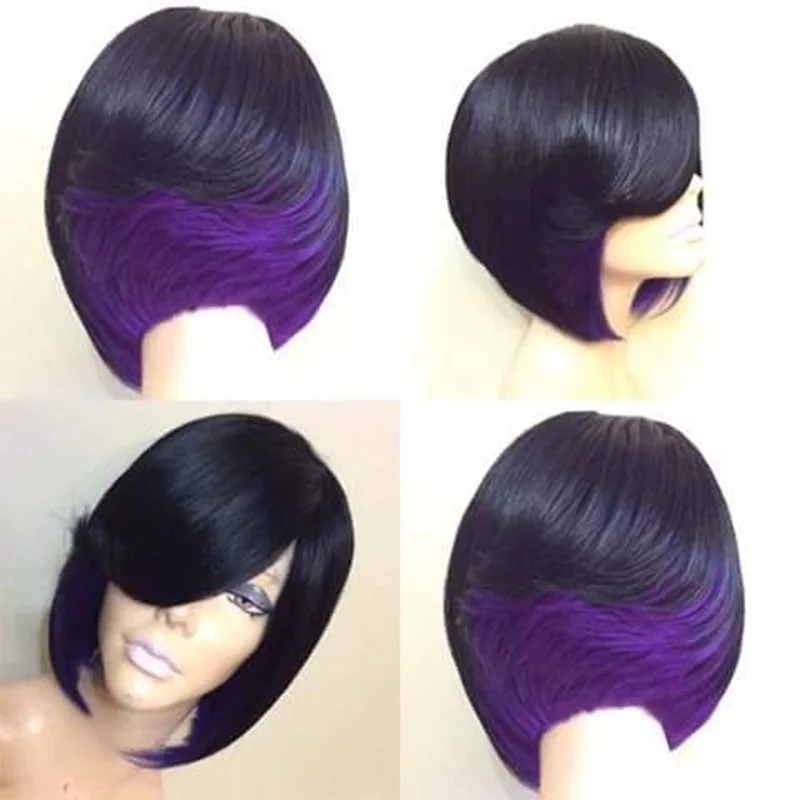 Short Bob Wig for Black Women Girl Synthetic Wigs Black and Green Red 5 Colour Party Daily Use Heat Resistant Fiber