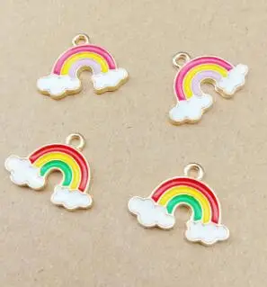 Новые 10 шт Мультяшные эмалированные радужные цвета DIY Брелки металлические