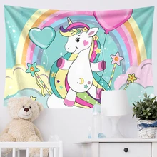 Mandala Wall Hanging Rainbow Unicorn Kawaii Tapestry Aesthetic Witchcraft Carpet Wall Cloth Beach Blanket Boho/Cute Room Decor (1)