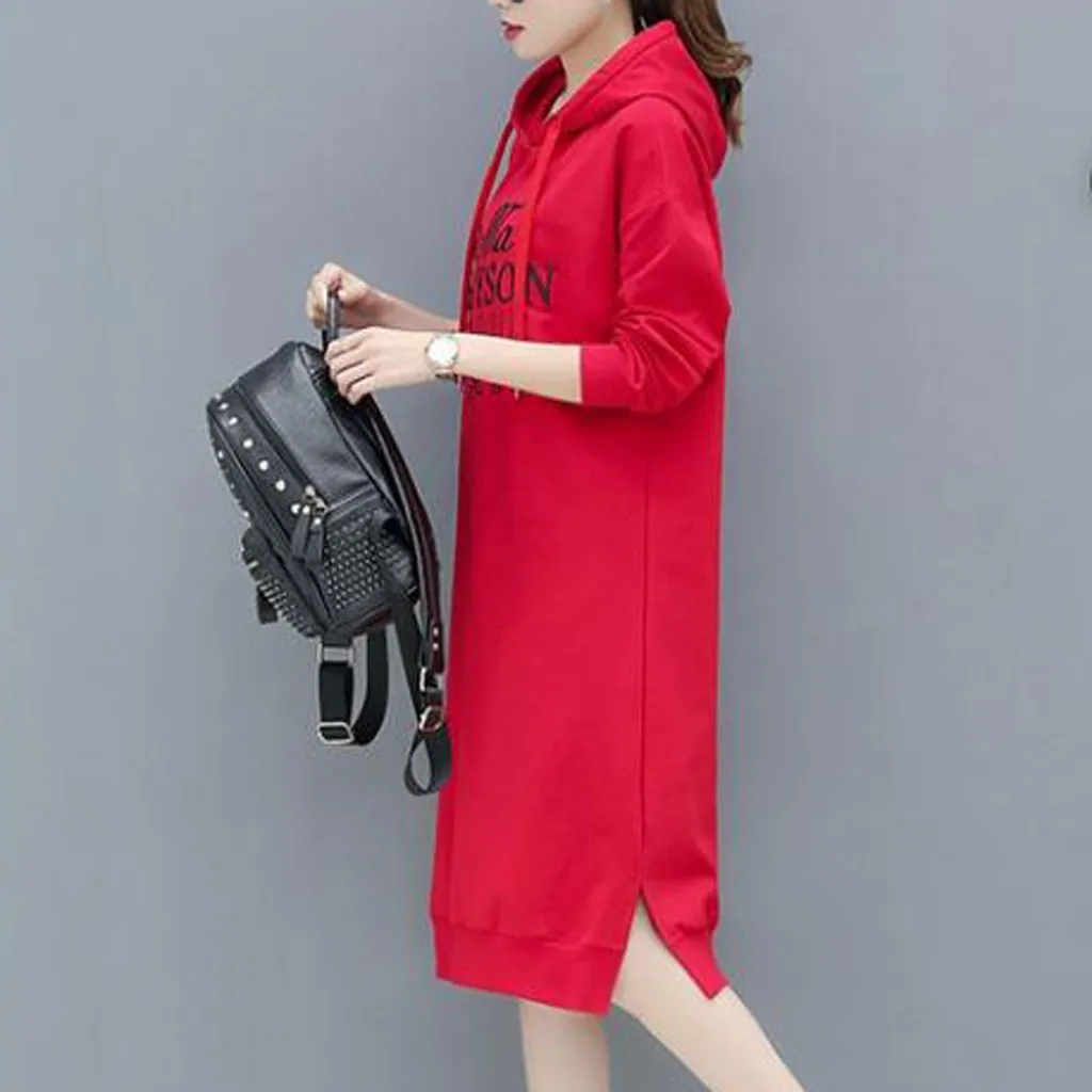 Женское платье с буквенным принтом сезон осень-зима модная толстовка капюшоном и