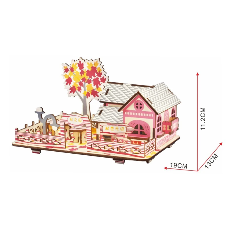 

Autumn House Model 3D Wooden Puzzle Laser Cutting Handcraft Jigsaw Toy DIY Assembly Kit exercise imaginatio