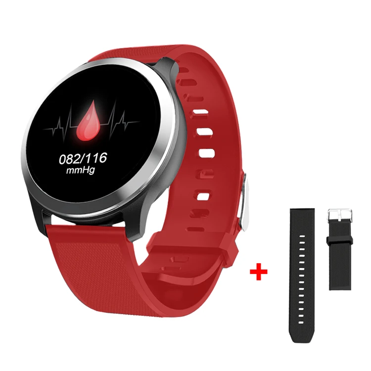 red add black LEMDIOE ЭКГ smart watch мужские водонепроницаемые IP68 Измерение частоты сердечных сокращений измерение показателей ЭКГ фитнес-часы для apple ios android - Цвет: red add black