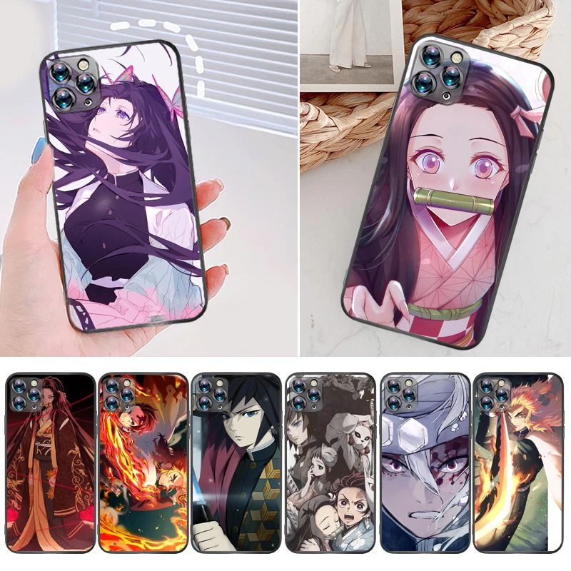 

Demon Slayer Kamado Tanjirou Agatsuma Zenitsu Kimetsu No Yaiba Kamado Nezuko Phone Case For iPhone 12 Pro MAX SE 2020 Coque
