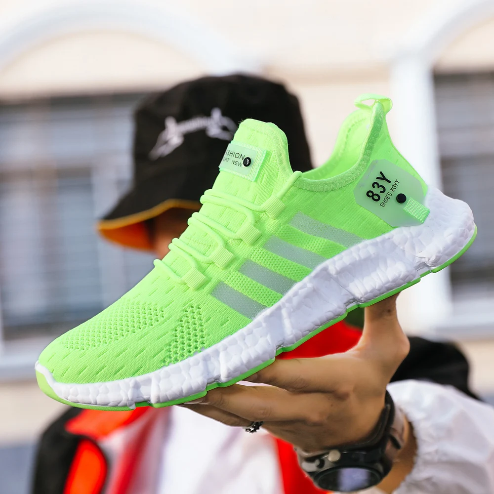 

2021 New Flying Weave Men's Keep Running Casual Shoes Lightweight Popcorn Male Sneakers Comfortable Outdoor Walking Sports Shoes