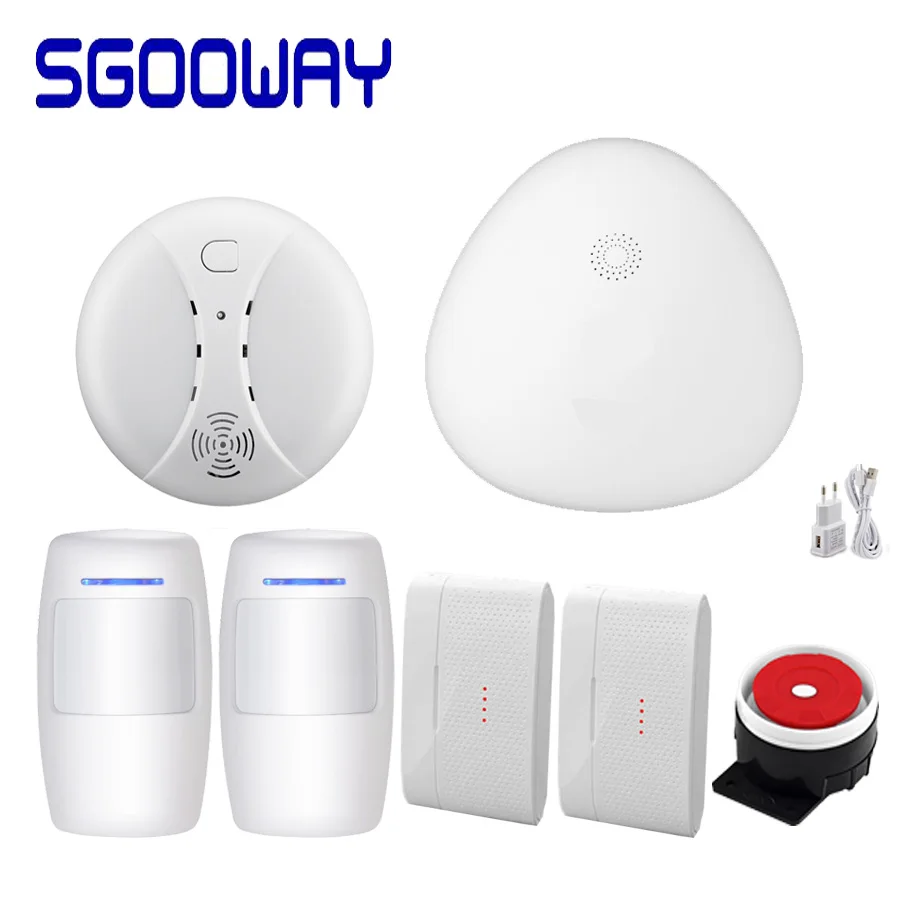 Sgooway Wifi домашняя охранная сигнализация с Android/IOS APP 433 МГц датчик - Цвет: Set  E