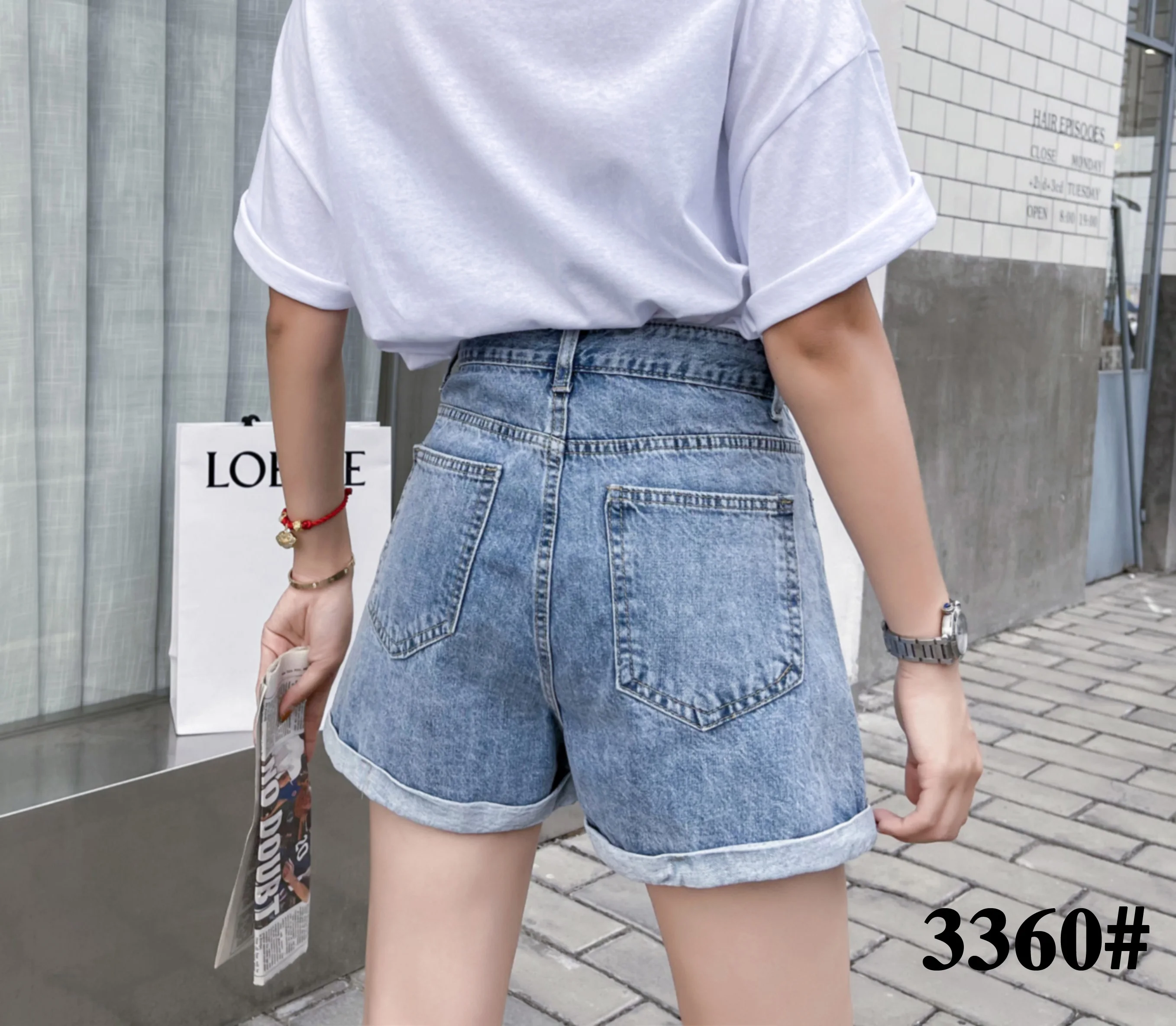

2021 Summer New Jeans Women CD Curled Loose Shorts Ins High Waist Thin A-line Wide-leg Hot Pants