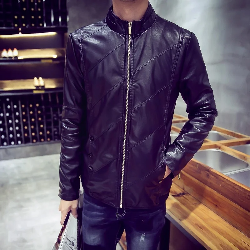 

Осенняя новая трендовая Красивая универсальная модная Свободная куртка из мягкой кожи с воротником-стойкой для стирки воды Мужская индивидуальная Повседневная куртка на молнии